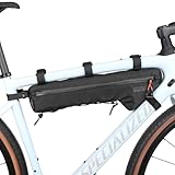 Rhinowalk Fahrrad-Dreieckstasche 2,4L – wasserdichte Rahmentasche mit YKK-Reißverschluss, Pumpenhalter & Kabeldurchlass – Schlankes Design – Schwarz