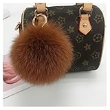 GreatRise Kunstfell Bommel Faux Fuchspelz Fellbommel Kunstpelz Pompon Fuchsfell Kugel Anhänger Flauschiger Fuchspelzkugel für Schlüsselanhänger Kleidung Tasche Mützen Anhänger Karamell 13cm