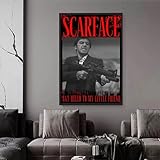 Blue Booms Tony with Gun - Scarface - Say Hello to My Little Friend Poster 40x60 Rahmen Schwarz