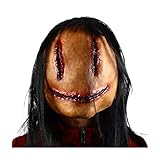 pofluany Sichtbarkeit Auge Gesicht Kissen Gruselig mit Haaren Halloween Naturlatex Horror Genäht Ghost Girl Kopfbedeckung für Cosplay-Thema, Schwarz