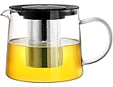 Tebery 1.5L Glas Teekanne mit hitzebeständigem Edelstahlfilter, abnehmbarer Infuser für Tee und Kaffee, Kunststoffdeckel