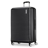 American Tourister Stratum 3.0 Großer 71,1 cm Spinner, von Fluggesellschaften zugelassen, Robustes Hartschalengepäck, erweiterbar 3,8 cm, RightHeight Verstellbarer Griff, Schwarz