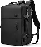 HOMIEE Handgepäck Reiserucksack, Supergroß Laptop Rucksack 15.6 Zoll Erweiterbar Diebstahlsicher Wasserabweisend Daypack Flug Genehmigt Backpack Kabinenrucksack Bordgepäck 40L Rucksack (Black)