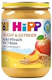 HiPP Bio Frucht & Getreide Apfel-Pfirsich mit 7-Korn, 6er Pack (6 x 190g), Mittel