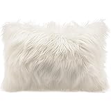 CelinaTex Cuddly Dekokissen 40 x 60 cm weiß Langhaar Zierkissen dekoratives Fellimitat Nicki Sofakissen Kunstfell Kissen