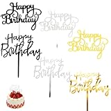 VAEIORP 6-teiliges Happy Birthday Tortendeko Set - Acryl Kuchendeko Geburtstag