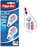 Tipp-Ex Korrekturroller Mini Pocket Mouse, 6m x 5mm, Ideal für das Büro, das Home Office oder die Schule, 2 Stück (1er Pack)