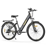 Eleglide Trekking E-Bike, T1 Step-Thru Elektrofahrrad 27.5'' Trekkingrad E-Citybike mit 36V 13Ah Lithium-Akku bis zu 100KM Lange Range, 250W Motor, 7 Gänge E Bike, LCD Display