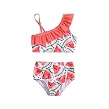 Mädchen Bikini 3er Set - Badeanzüge für Mädchen Tankini-Bademode-Set Leibchen Bademod Rüschen Cover Up Rock Gepolstert Badebekleidung Rashguard Badebekleidung Set