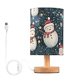 Mnsruu Nachttischlampe, Schneemann, Schneeflocke, Winter, farbige Lichter, Nachttischlampe, LED-Licht, Schreibtischlampe, Stoffschirm, kleine Lampe für Schlafzimmer, Wohnzimmer (Leuchtmittel im