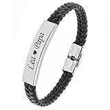 TMT Personalisiertes Leder Armband mit Gravur | braun schwarz| mit namen für Männer und Jungs Geschenk für Ihn | Jahrestag Valentinstag Geburtstag Glücksbringer