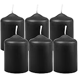 HS Candle Wachskerzen Stumpenkerzen Schwarz Ø4cm x 6cm (6 Stück) Teelicht Durchmesser, in vielen Farben - Hergestellt in EU - Kerzen Blockkerzen - Wachs