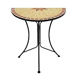 Spetebo Metall Beistelltisch mit Mosaik Platte - halbrund - Deko Gartentisch Balkontisch
