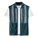 Dmmtot Herren-Sommerweste, durchgehender Reißverschluss, UV-Schutz, Jacken mit Taschen, lässig, leicht, atmungsaktiv, Netzgewebe, Radfahren, Reisen, Outdoor, Laufen, aktive Weste, Größe M-5XL, Blau