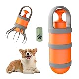 EASYLOCK Hundekotsammler mit 15PCS Poop Bag, Tragbares Handgerät ohne Berührung (Orange)