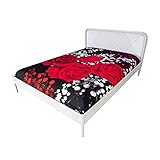 Spannbetttuch 180x200 3D rot Rose Floral Einbauweiser Set Twin zu King Girls Bettwäsche for romantische Raumdekor Hochzeit Bettwäsche Spannbetttuch (Color : Black, Size : Twin)