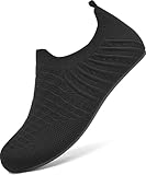 BARFULKER Hausschuhe Damen Herren Leichte Flache Hüttenschuhe Rutschfest Bequem pantoffeln Home Cozy Slippers Flexibel Barfußschuhe,Schwarz 34 EU