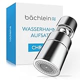 Bächlein Universal Wasserhahn-Aufsatz in Chrom mit zwei Strahlarten - Drehbarer Wasserhahn-Luftsprudler für Küchenarmaturen