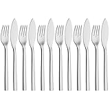 WMF Nuova Fischbesteck Set 12 teilig, Fischset für 6 Personen, Fischgabel, Fischmesser, Cromargan Edelstahl poliert, spülmaschinengeeignet