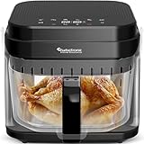 TurboTronic Heißluftfritteuse 5,5 L Glas Airfryer – Digitale Heißluft Fritteuse 40–200 °C 8 Programme Touch-Display Fettarm Air Fryer Heißluftofen BPA-frei