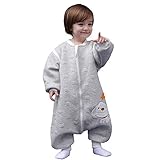 MIKAFEN Schläfsack Baby Langarm Winter kinderSchlafsack 2.0Tog,Hund Muster Baby Schlafsack mit Füßen Baumwolle Junge Mädchen Unisex ganzjahres Schlafanzug, Grauer Welpe,80/Baby Höhe 85-95cm