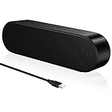 ZETIY PC Lautsprecher, USB Portable Computer Lautsprecher Mini Soundbar mit 3D Surround Stereo für Notebook, PC, Laptop, Desktop - Plug and Play （Schwarz）