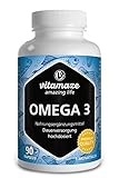 Omega 3 Kapseln hochdosiert, 1 Kapsel pro Tag, 1000 mg reines Fischöl mit 400 mg (40%) EPA & 300 mg (30%) DHA für 3 Monate, nachhaltiger Fischfang, höchste Bioverfügbarkeit, Made in Germany