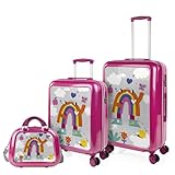 PRIMER - Leicht Koffer Set PC Reisekoffer Set für Flugreisen - Dauerhaft Hartschalenkoffer Set - Kofferset Hartschale mit TSA Kombinationsschloss - Robuster und Leichter Reisekofferset Koffer, Fuchsia