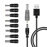 LANMU USB auf DC Stecker Kabel, 8 in 1 USB A auf Hohlstecker Ladekabel Netzkabel Stromkabel Adapterkabel mit 8 Stecker für Router, Rasierapparat, TV Box, Philips Hue Hub (1m, schwarz)