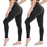 Campsnail Leggings Damen- High Waist Leggins Slim Fit Angenehm Weiche Elastische Blickdicht Sportleggings mit Bauchkontrolle(2er Pack- Schwarz, Plus Size(DE 42-48))