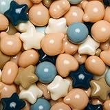 Star Bällebad Bälle mit Bär und Herzform, für Kleinkinder, Babys, Kinder, Laufstall, Pool, Welpen, Hund, Katze, Spiel, 200 Stück, blauer Milchtee