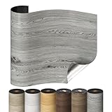 Selbstklebende Holzoptik Vinylboden, Verdickter PVC Bodenbelag, Vinyl-Fußböden Bodenfliesen Wasserfest, Langlebig Vielseitig Einsetzbar für Wohnzimmer, Schlafzimmer, Büros 60x300cm Grau