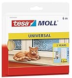 tesamoll Universal Schaumstoff - Schaumstoffdichtung zum Isolieren von Spalten im Haushalt, selbstklebend - Weiß - 6 m x 9 mm x 5,5 mm