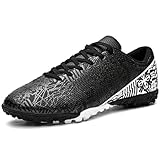 BAODLE Fußballschuhe Jungen FG/AG Outdoor Herren TF Damen Spike Fussballschuhe Turf Low-top Football Professionelle Trainingsschuhe Schwarz Weiß EU42
