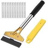 Lvefyti Tapetenentferner Set mit 10 Ersatzklingen und Schutzhülle,4'' Tapetenschaber mit Anti Rutsch Gummigriff,Bodenschaber Farbschaber Fensterschaber,Schaber für Fenster Fliesen Tapeten