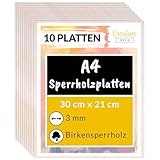 Creative Deco 10 x A4 Sperrholzplatte 3mm | 300 x 210 (+/-...