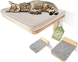 WOOWOOD® Kletterwand Katzen inkl. 2X Katzentreppe Wand [aus Europa] I Kratzbaum Wand I katzenhängematte I Katzen Wand Klettern I Katzenwand I Wandkratzbaum I Katzenmöbel I Katzen Kletterwand