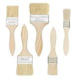 Uootach Flachpinsel 5 er Pack, Pinselset Holzgriffpinsel Glanzpinsel, Flacher Pinsel Für Farbe, Ölmalerei, Beize, Leim, Kleber, geeignet zum Fechten, Dekorieren, Malen(25.4/38.1/50.8/63.5/76.2 mm)