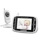 HelloBaby Babyphone mit Kamera HB32 3.2' Digital Funk TFT LCD Drahtloser Baby Monitor mit Kamera, Nachtsicht-Temperaturüberwachung u. 2 Weise Talkback System Weiß