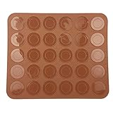 EROSPA® Makronen Macaron Backmatte - Silikon - 30 Mulden - Makronenform - Braun - 22 x 26 cm