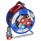 Brennenstuhl Garant CEE IP44 Industrie-/Baustellen-Kabeltrommel (30m Kabel in schwarz, Spezialkunststoff, Baustelleneinsatz und ständiger Einsatz im Außenbereich, Made in Germany)