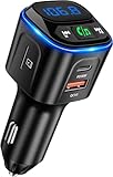 SONRU Bluetooth 5.3 FM Transmitter Autoladegerät PD 36W& QC18W, Bluetooth Adapter Auto Freisprecheinrichtung KFZ Kit, Kabelloser Radioempfänger, LED mit Lichtschalter, Unterstützung TF Karte, U Disk