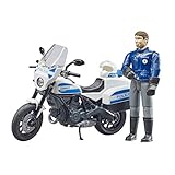 bruder 62731 - Bworld Scrambler Ducati Polizeimotorrad & Polizist - 1:16 Wachtmeister Einsatzfahrzeug Einsatzleitstelle Spielzeug