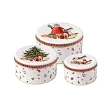 Villeroy & Boch – Winter Collage Accessoires Gebäckdosen-Set, bunt, 19,7 x 9,4 cm, 3-teilig, Keksdose, Plätzchendose