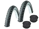 KENDA Set: 2 x Kobra K885 Fahrradreifen MTB SEMI-Slick 50-559 / 26x2.00 + Conti SCHLÄUCHE Autoventil