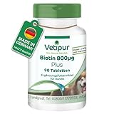Fairvital | Vetipur Biotin Tabletten für Hunde - 90 Tabletten - Biotin Komplex 800µg - mit Kupfer, Zink und andere B-Vitamine - Futterergänzung für Hunde