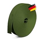 BAUHELD® 10m Universal Gurtband 30mm [Made in Germany] - Gewebe Montage-Band aus Polypropylen - Gurt zum Befestigen, Nähen oder Zubehör für Rucksack, Koffer, Steck-Schnalle, Spannriemen - Khaki