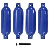 vidaXL 4X Bootsfender mit Pumpe Fender Langfender für Boot Prallschutz Rammschutz Bootschutz Stegfender Kugelfender Blau 51x14cm PVC