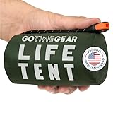 Go Time Gear Life Tent Notfallzelt – Biwakzelt für 2 Personen – Geeignet als Notfallzelt und -Schutz, Rohrzelt, Survival Ausrüstung – Zelt 2 Personen mit Survival-Pfeife und Paracord-Kordelzug - Grün