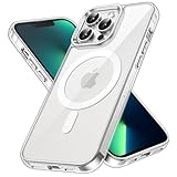 JETech Magnetisch Hülle für iPhone 13 Pro 6,1 Zoll Kompatibel mit MagSafe Kabellosem Laden, Stoßfest Handyhülle, Schutzhülle Kratzfeste Transparent Rückseite (Durchsichtig)